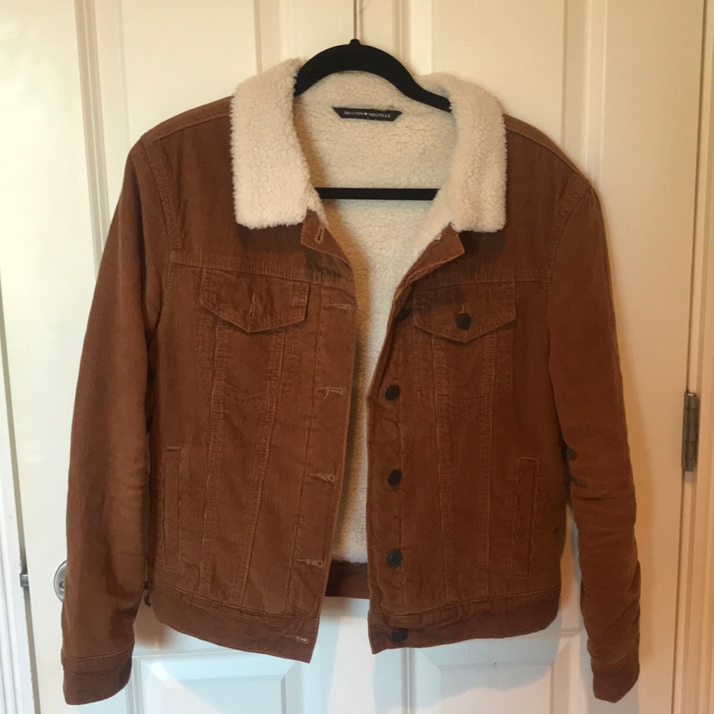 corduroy fur lined jacket, orange/brown color